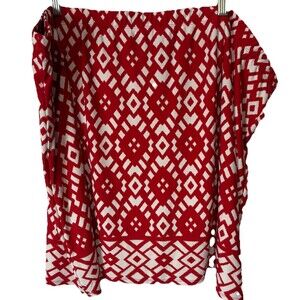 SUSAN GRAVER Liquid Knit Red White Print Straight Pull-On Skort Skirt sz 3X